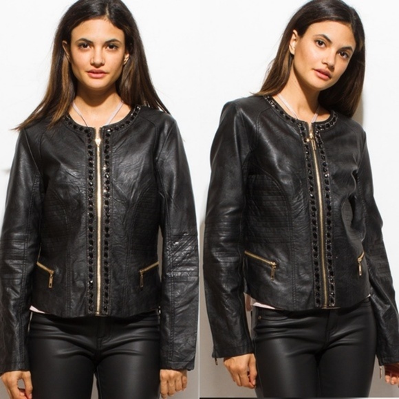Threadzwear Jackets & Blazers - Last one❤️Embellished faux Leather Jacket